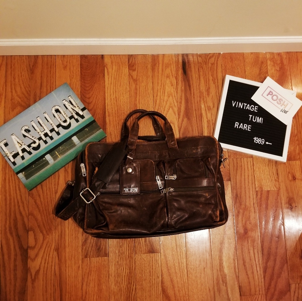 Vintage Brown Leather Tumi Briefcase